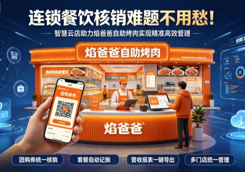 智慧云店如何助力焰爸爸解决连锁餐饮团购核销？